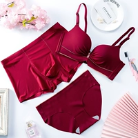 Красный оберег на день рождения, нижнее белье для влюбленных, комплект, шелковый бюстгалтер, 3 предмета