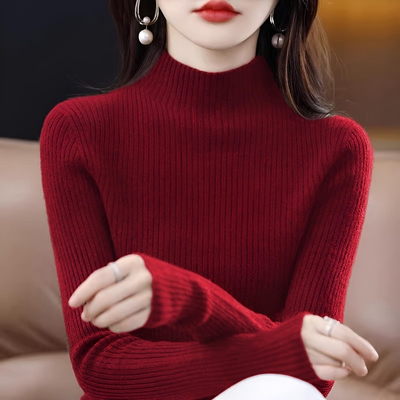 安哥拉红毛衣厚款羊毛轻熟风针织