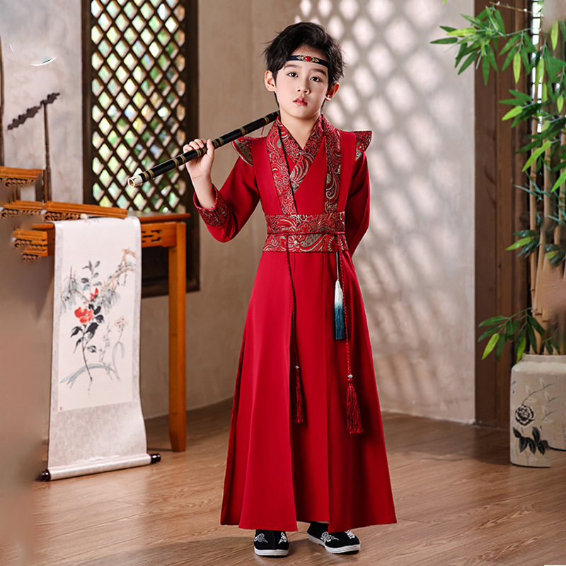 2025唐装男童中国风古风儿童汉服古装国学男孩中秋演出服
