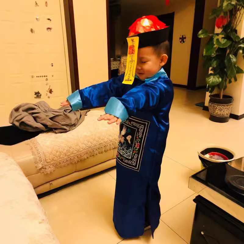 cosplay儿童万圣节服装清朝僵尸服装鬼衣古装男款大臣服装黑太监