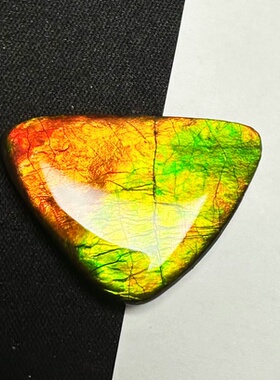 天然斑彩石树脂面金色三角裸石 吊坠 手链 挂件