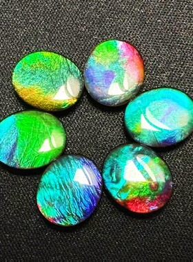 水晶面多色小椭圆斑彩石裸石