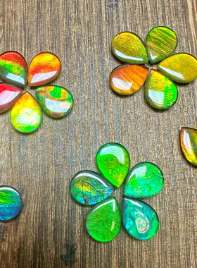 天然加拿大斑彩石裸石 水晶面覆膜水滴