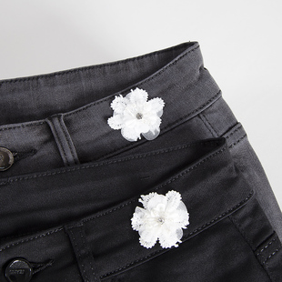 设计感原创黑色牛仔短裤女2024年新款夏季高腰弹力A字阔腿热裤