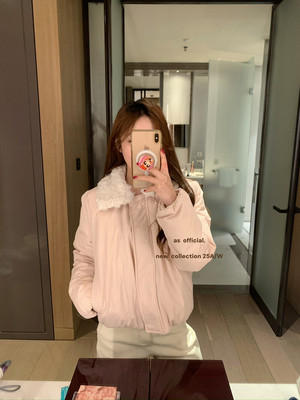 毫不费力的时髦感～粉嫩甜美减龄毛毛翻领白鸭绒羽绒服棉服短外套