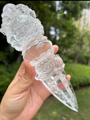 【清明见性】大尺寸天然白水晶金刚杵水晶重637g高19.7cm宽5.8cm