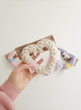 现货~B14[HaBe]PD心形绳结玩具 狗狗磨牙玩具 韩国代购