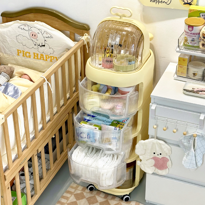 婴儿用品置物架一站式喂养台床头防尘多层宝宝奶瓶奶粉储物收纳柜