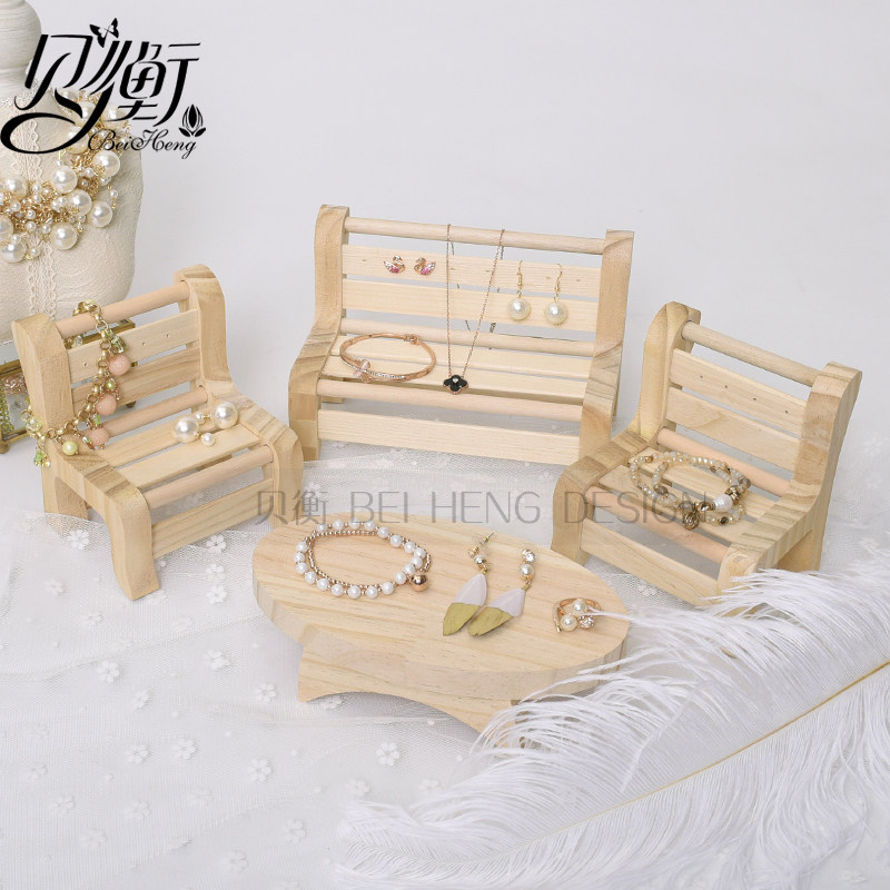 통나무 귀걸이 스탠드 팔찌 비즈 디스플레이 소파 스툴 쥬얼리 스탠드 쥬얼리 디스플레이 원목 세트 디스플레이