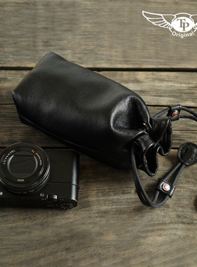 适用于索尼黑卡RX100M5 M6M7相机包收纳理光GR3X GR4真皮套牛皮袋