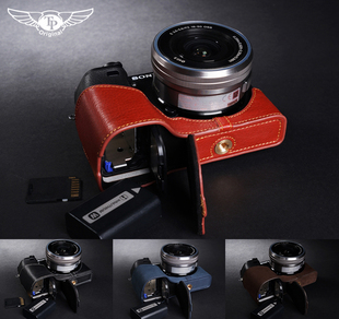 台湾TP真皮 牛皮保护套 适用于SONY索尼A6300相机包A6300皮套手柄