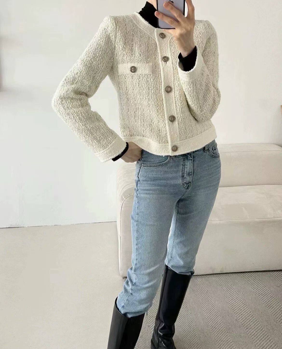 韩国东大门25年春季新款时尚百搭圆领针织衫毛衣女a160