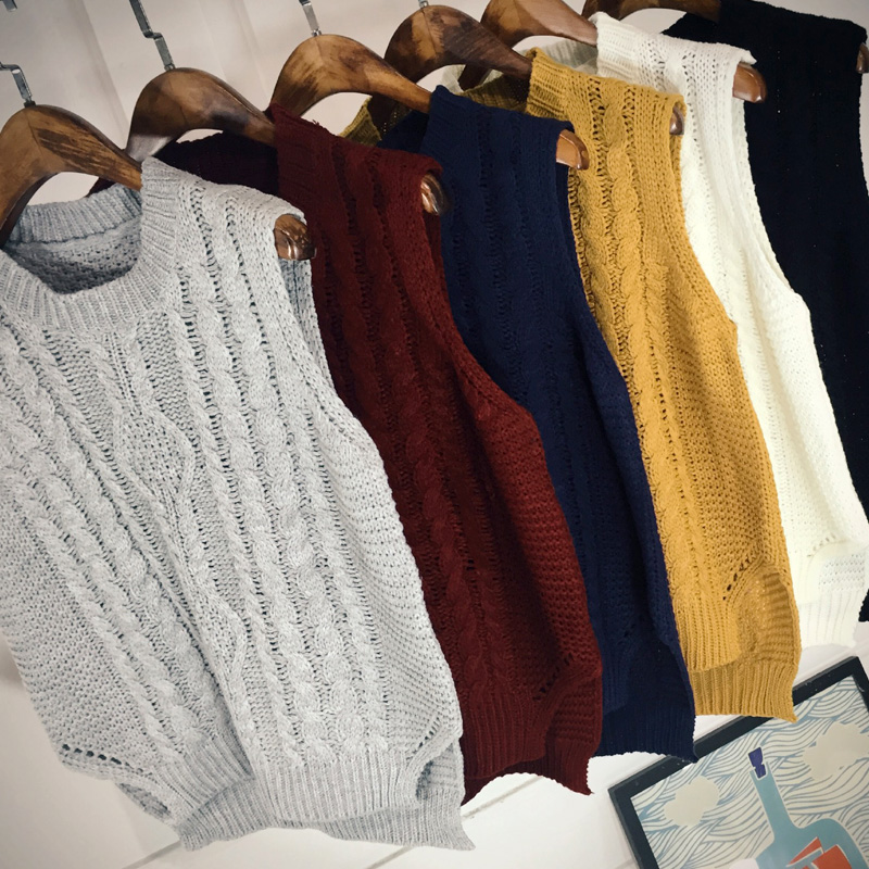 Autumn new Korean Slim vest waistcoat in a solid color knitting wool sleeveless students sweater vest