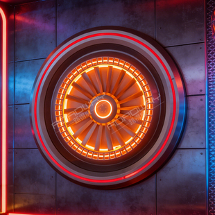 太空风酒吧包厢 饰灯 KTV飞机引擎涡轮风扇铁艺背景墙面吊顶氛围装