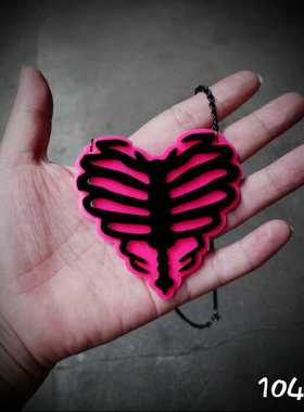 P骸骨项链暗黑病系哥特Lolita万圣节亚克力配饰骷髅骨骼肋骨桃心