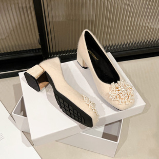 高级气质加绒高跟鞋女2026新款秋冬毛毛鞋不累脚粗跟单鞋中跟婚鞋