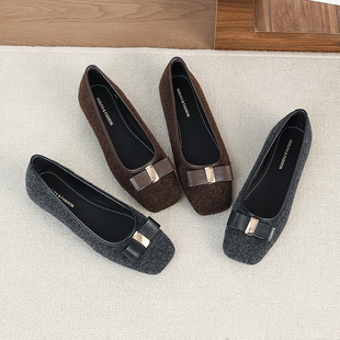 法式小香风单鞋女2026新款秋冬优雅法式配裙子百搭时尚平底鞋