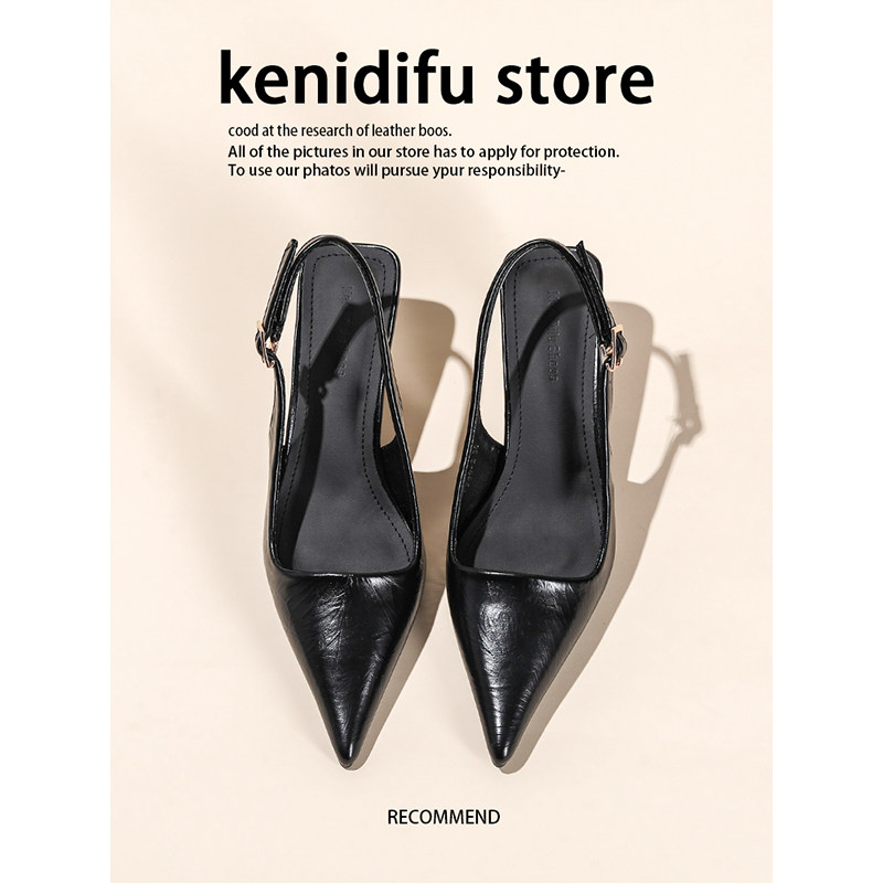 轻熟风细跟高跟鞋包头凉鞋子女夏季新款后空单鞋时装凉鞋配裙子