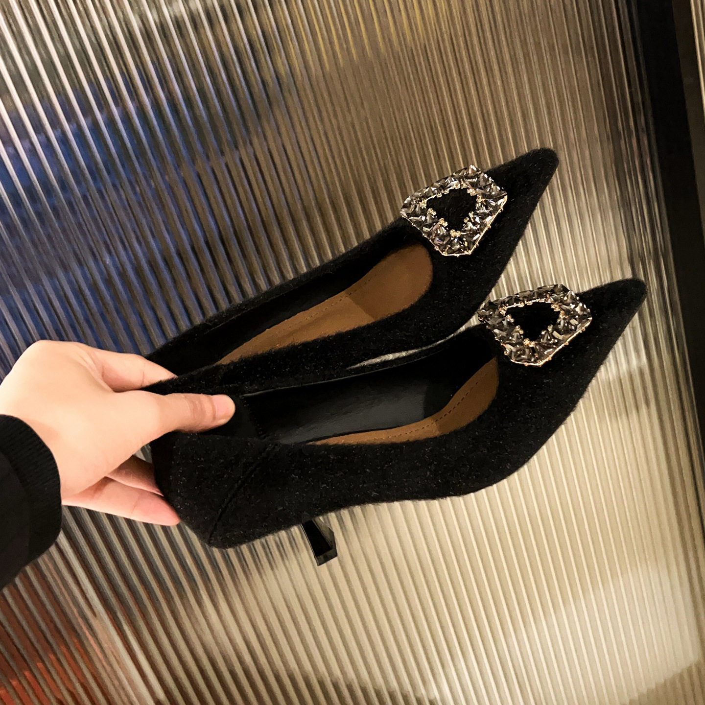 舒适不累脚高跟鞋女细跟尖头2026新款绝美职业工作鞋黑色大码女鞋