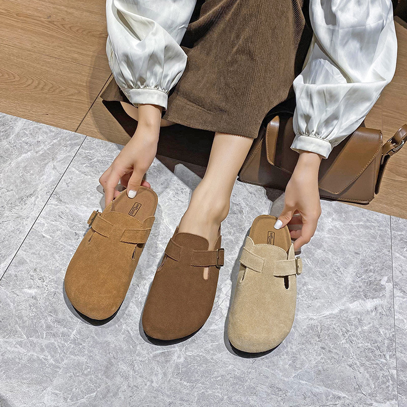 2026年新款时尚勃肯软木增高厚底拖鞋圆头包头日系博肯半拖鞋女鞋