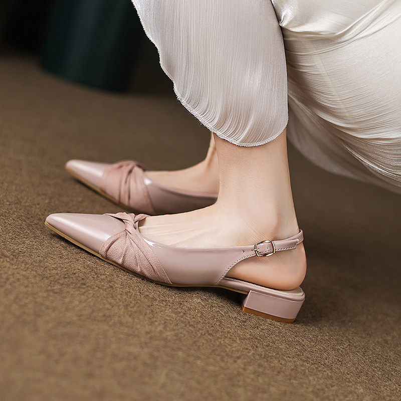 仙女风夏季后空单鞋女2026法式温柔气质尖头低跟配裙子包头凉鞋女