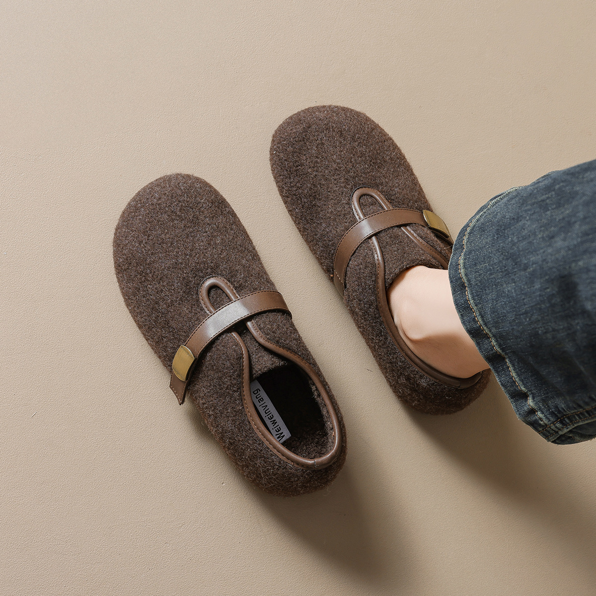 内增高毛呢加绒勃肯鞋女2025新款秋冬时尚保暖棉鞋玛丽珍毛毛鞋