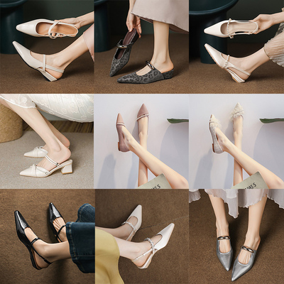 断码清仓 2025新款软皮软底气质仙女尖头平底单鞋不累脚包头凉鞋