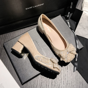 晚风单鞋女软底平底婚鞋秀禾婚纱两穿蝴蝶结气质瓢鞋配裙大码女鞋