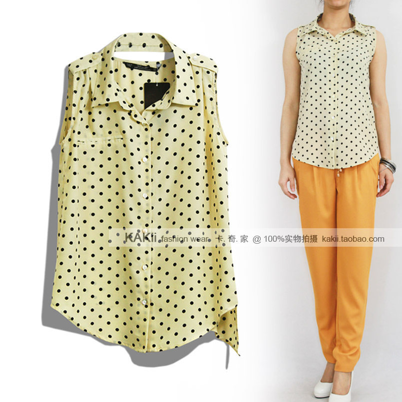圓點絲質雪紡女裝 不規則下擺镂空T無袖襯衫女式襯衣2020夏季特價在類目 女裝/女士精品, 襯衫中 - 來自Buy2taobao.com提供專業的淘寶代購服務
