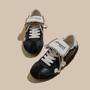 真皮复古阿甘鞋德训鞋女2026春季新款运动板鞋休闲鞋猪皮鞋垫女鞋