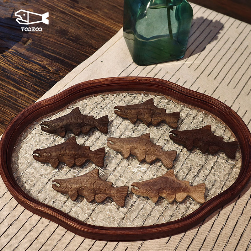 TOOZOO天宗胡桃木鳟鱼胸针实木