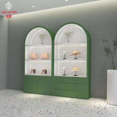 背景拱形展示柜直播间鞋产