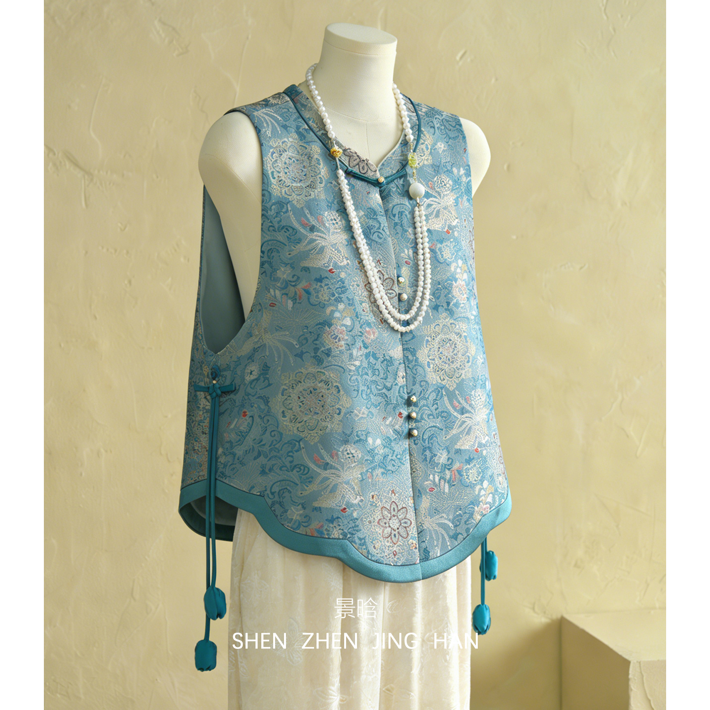 新中式国风宋锦提花马甲叠穿坎肩