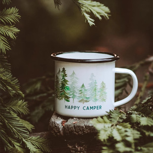 搪艺匠环保森林户外搪瓷水杯小众ins茶缸子露营田园风马克杯定制