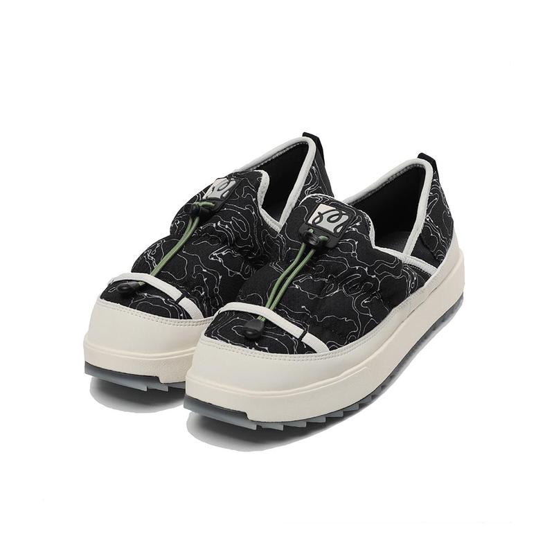 MALBON GOLF男女休闲鞋轻便防滑耐磨舒适黑色聚酯纤维合成革