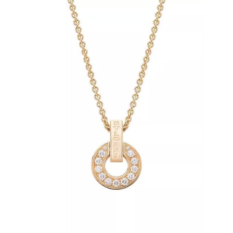 bvlgari宝格丽女357312经典代购项链吊坠锁骨链圆形镶钻玫瑰金