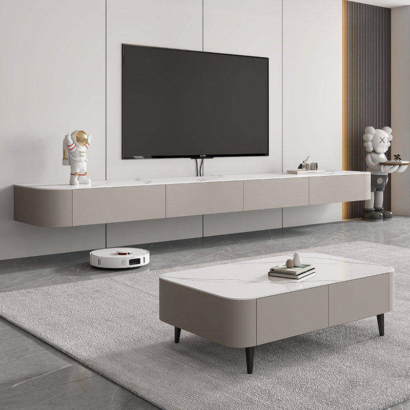 2026年新款岩板悬空电视柜客厅家用茶几组合悬浮电视机柜