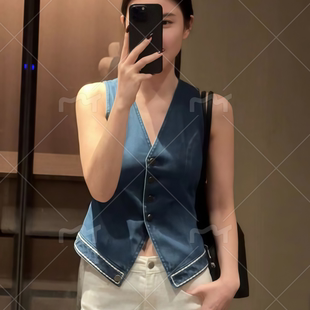 潮 韩版 春秋季 时髦牛仔马甲外套女2025爆款 气质高级感显瘦轻奢开衫