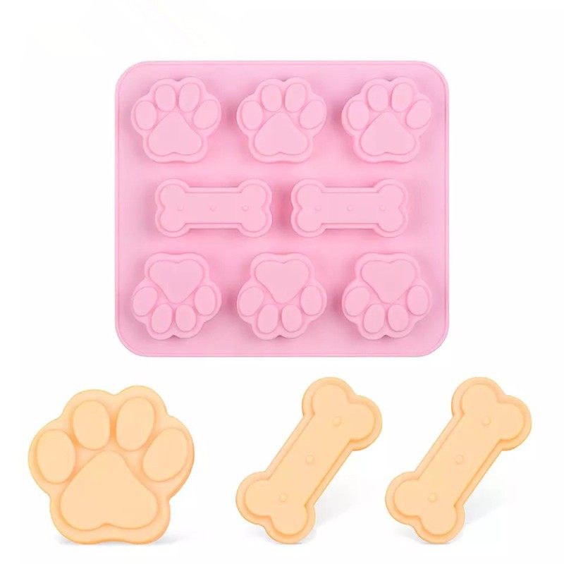 8连狗骨头脚印爪子印宠物食品饼干点心DIY制作耐高温烤箱烘培模具