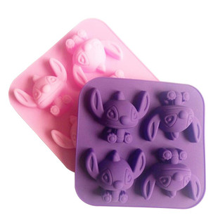 4连孔卡通史迪仔大耳仔史迪克巧克力蛋糕硅胶模具手工皂模具 新款