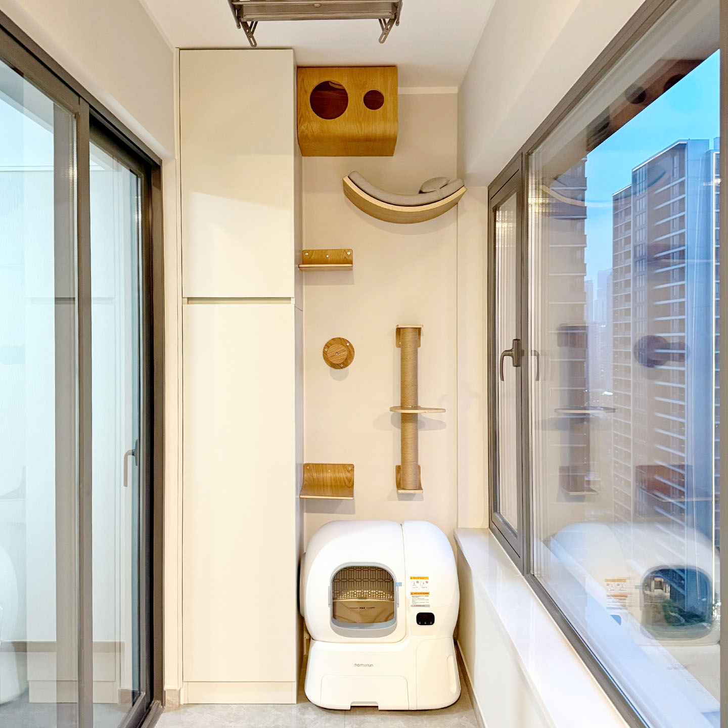 养三只猫设计师「阳台猫柜」墙壁式猫爬架上墙猫窝跳台通天柱实木