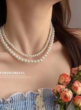 珍珠项链女轻奢小众高级感颈链夏季2024新款简约小米粒锁骨链配饰