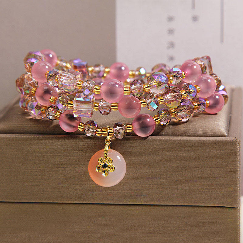 新中式粉色糖心玛瑙多层手链女轻奢小众高级感盐源平安扣水晶手串,饰品/流行首饰/时尚饰品新,手链,淘宝优惠券,粉丝福利购,淘宝优惠卷