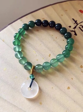 新中式国风绿色水晶玉石手链女款轻奢小众精致手串2024年新款手绳