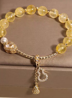 高级感新中式黄水晶手链女轻奢小众招财转运葫芦手串送闺蜜礼物