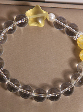 新中式白水晶手链女款轻奢小众高级感黄水晶五角星手串送闺蜜礼物