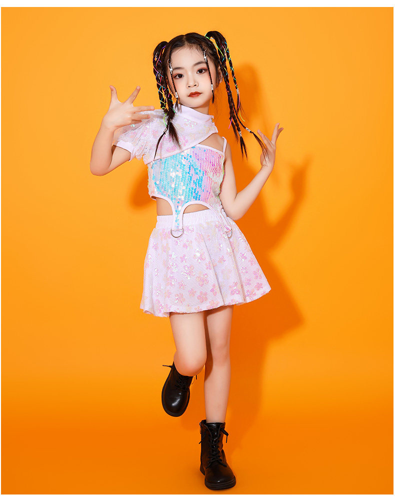 六一儿童表演出服蓬蓬亮片爵士舞服装女童走秀潮时装幼儿园跳舞服
