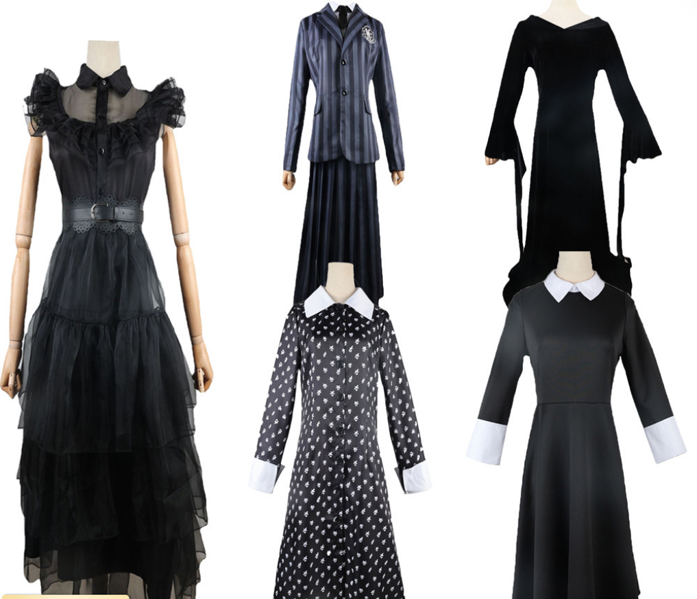 万圣节亚当斯一家cos星期三Wednesday女主同款舞会连衣裙cosplay