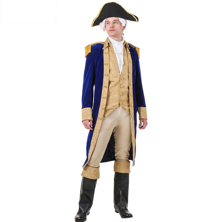 Cosplay成人男豪华军官舰长将军美国总统华盛顿扮演服装