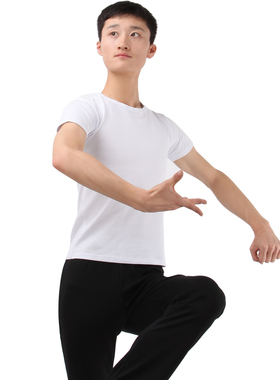 丹诗戈舞蹈服装 2311棉男式短袖上衣 舞蹈T恤练功背心 男士练功服